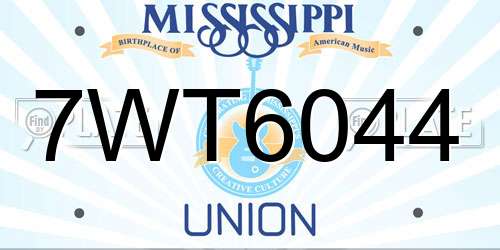 7WT6044 Mississippi License Plate