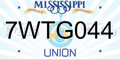 7WTG044 Mississippi License Plate