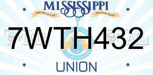 7WTH432 Mississippi License Plate