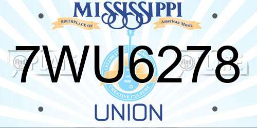 7WU6278 Mississippi License Plate