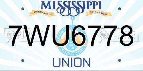 7WU6778 Mississippi License Plate