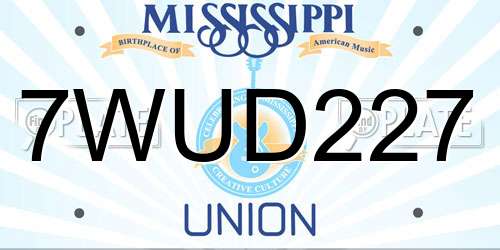 7WUD227 Mississippi License Plate