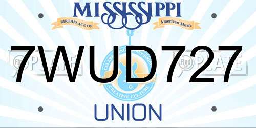 7WUD727 Mississippi License Plate