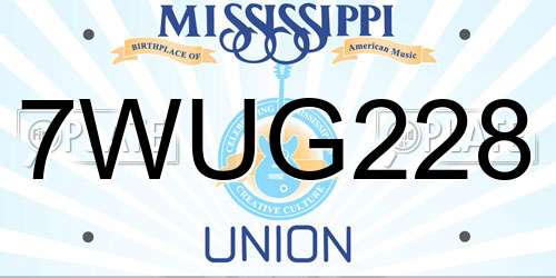 7WUG228 Mississippi License Plate