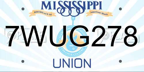 7WUG278 Mississippi License Plate