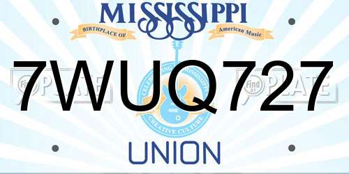 7WUQ727 Mississippi License Plate