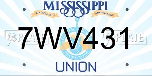 7WV431 Mississippi License Plate