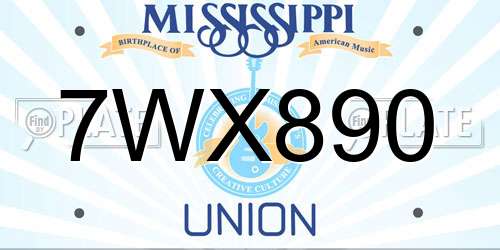 7WX890 Mississippi License Plate