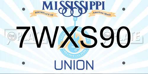7WXS90 Mississippi License Plate