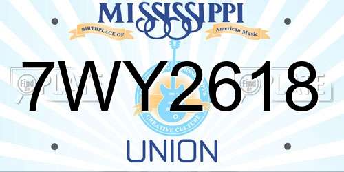 7WY2618 Mississippi License Plate
