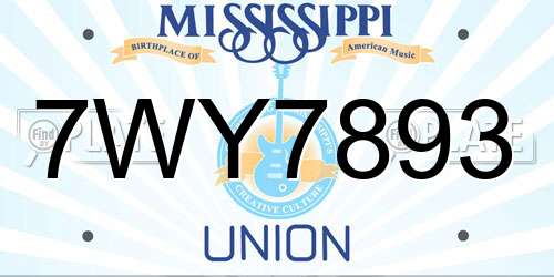 7WY7893 Mississippi License Plate