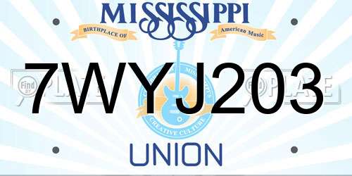 7WYJ203 Mississippi License Plate