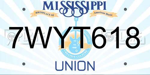 7WYT618 Mississippi License Plate