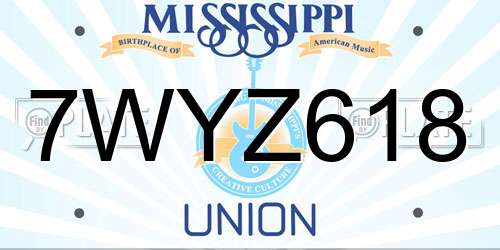 7WYZ618 Mississippi License Plate