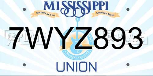 7WYZ893 Mississippi License Plate