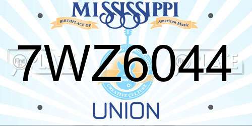 7WZ6044 Mississippi License Plate