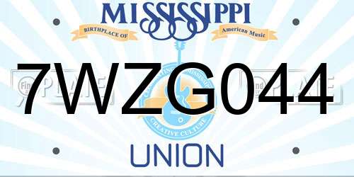 7WZG044 Mississippi License Plate