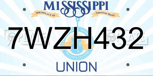 7WZH432 Mississippi License Plate