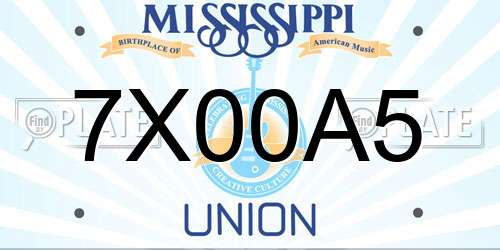 7X00A5 Mississippi License Plate
