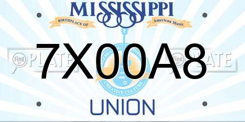 7X00A8 Mississippi License Plate