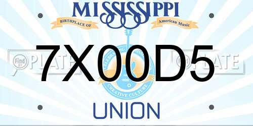7X00D5 Mississippi License Plate