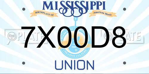 7X00D8 Mississippi License Plate