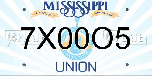 7X00O5 Mississippi License Plate