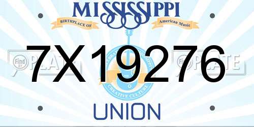 7X19276 Mississippi License Plate