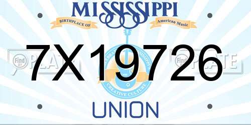 7X19726 Mississippi License Plate