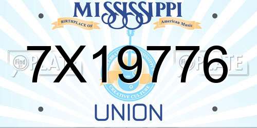 7X19776 Mississippi License Plate
