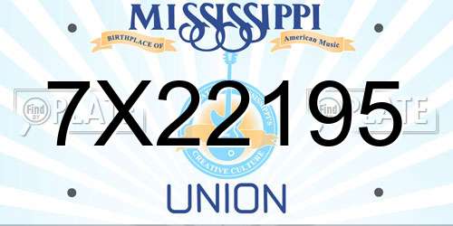 7X22195 Mississippi License Plate