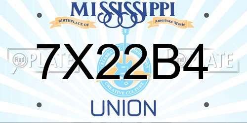 7X22B4 Mississippi License Plate