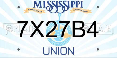 7X27B4 Mississippi License Plate