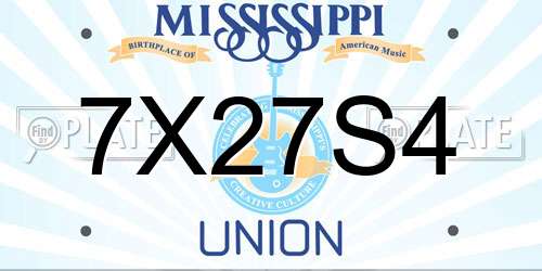 7X27S4 Mississippi License Plate
