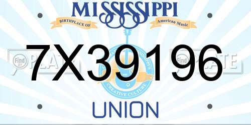 7X39196 Mississippi License Plate