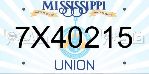 7X40215 Mississippi License Plate