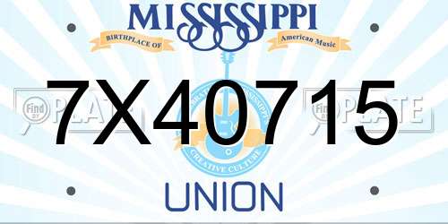 7X40715 Mississippi License Plate