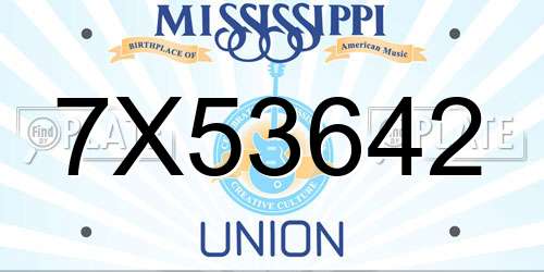 7X53642 Mississippi License Plate