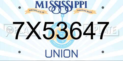 7X53647 Mississippi License Plate
