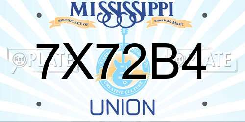 7X72B4 Mississippi License Plate