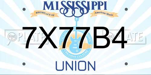 7X77B4 Mississippi License Plate