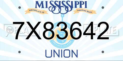 7X83642 Mississippi License Plate