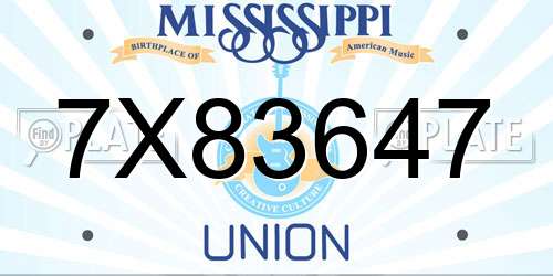7X83647 Mississippi License Plate