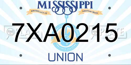 7XA0215 Mississippi License Plate