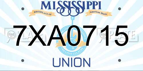 7XA0715 Mississippi License Plate