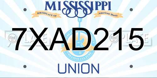 7XAD215 Mississippi License Plate