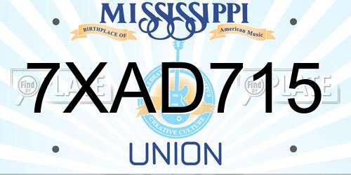 7XAD715 Mississippi License Plate