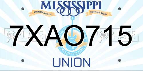 7XAO715 Mississippi License Plate
