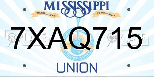 7XAQ715 Mississippi License Plate
