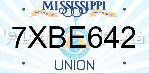 7XBE642 Mississippi License Plate